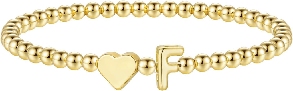 Stocking Stuffers for Teen Girls Women - Dainty Gold Initial Beaded Bracelets for Women Trendy, Charm Letter A-Z Personalized Bracelet Jewelry Kids Christmas Gifts